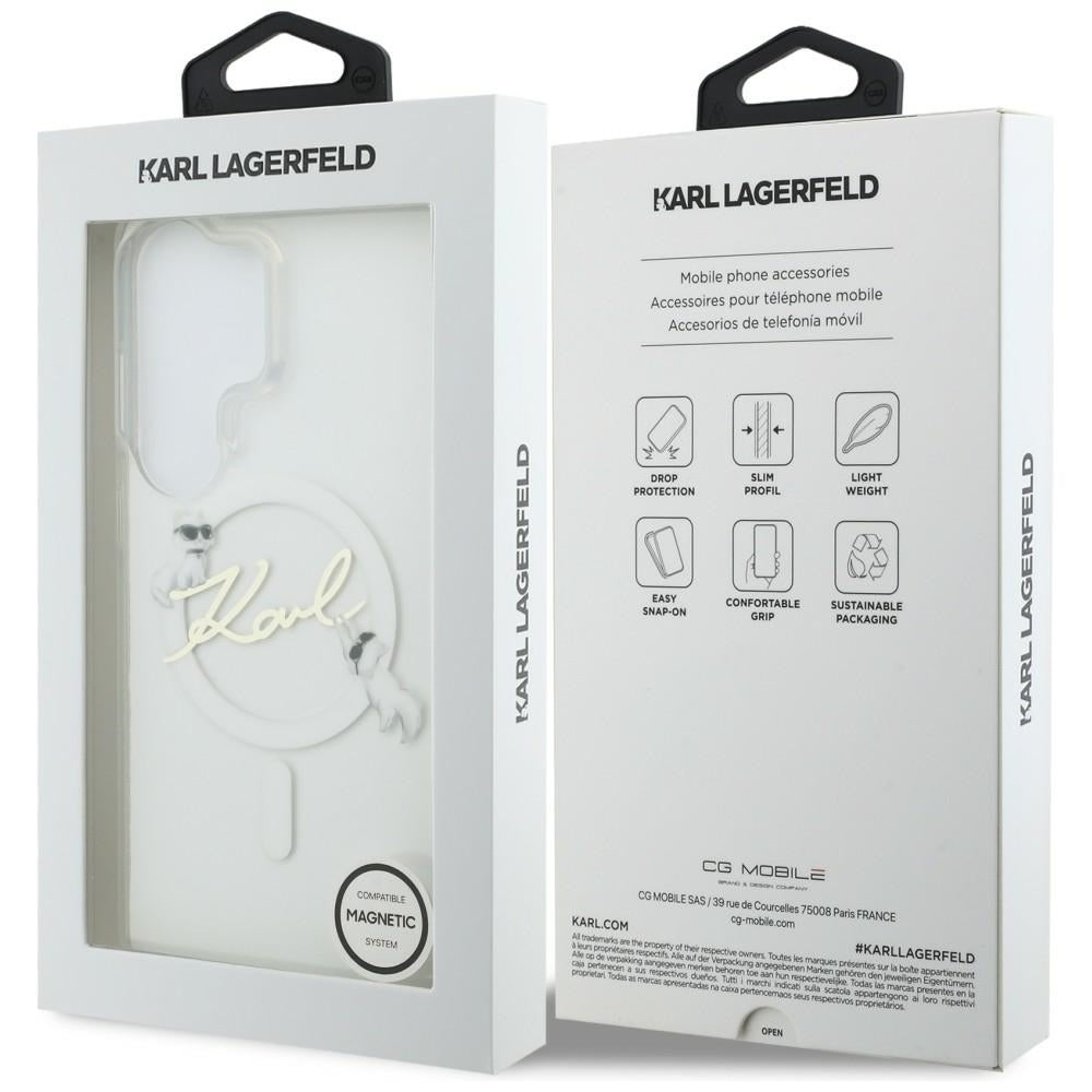 Custodia MagSafe per Samsung Galaxy S26 Ultra S948, Karl Lagerfeld, IML Choupette Karl Script Logo, Bianca.