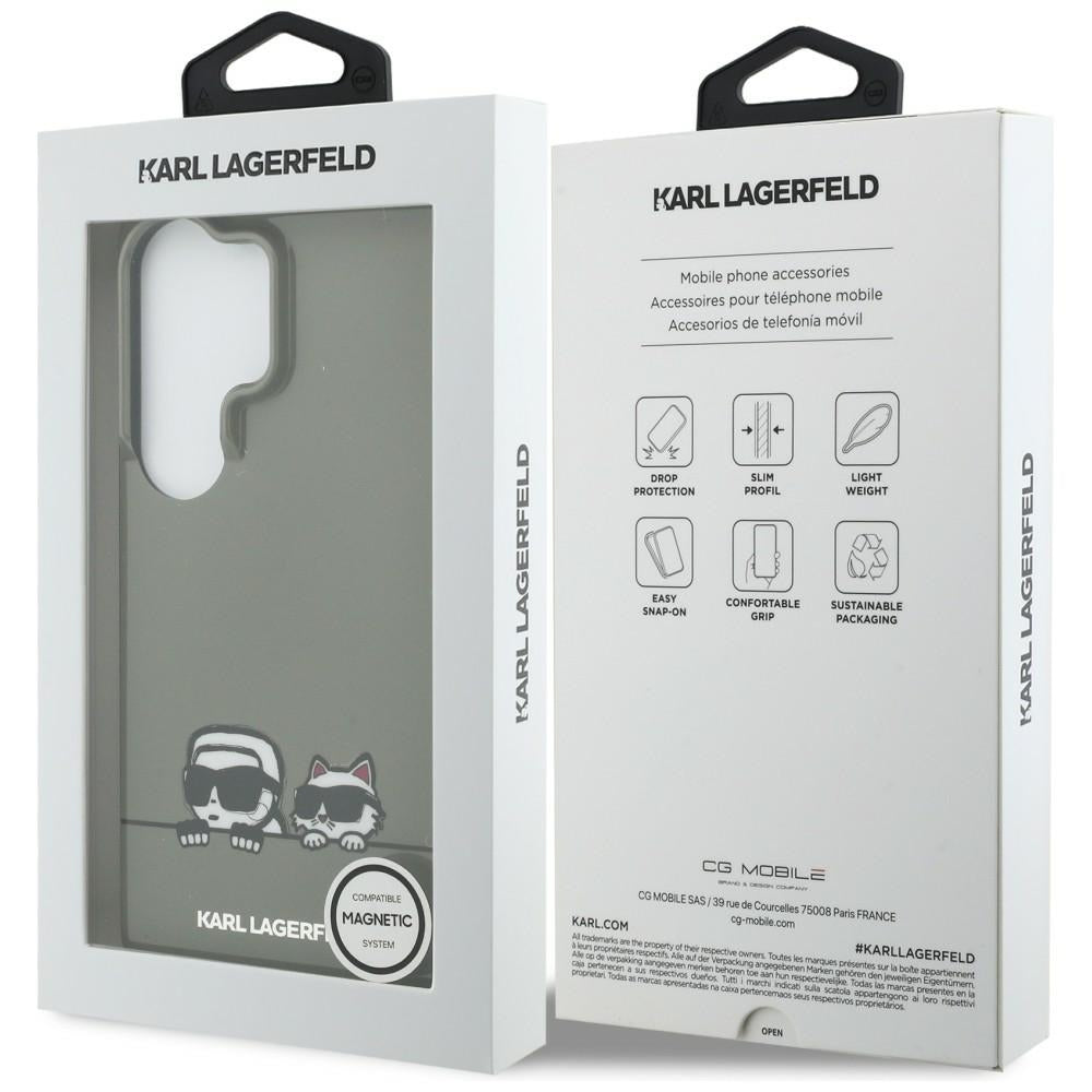 Custodia MagSafe per Samsung Galaxy S26 Ultra S948, Karl Lagerfeld, IML Karl & Choupette Peekaboo Logo, Nera