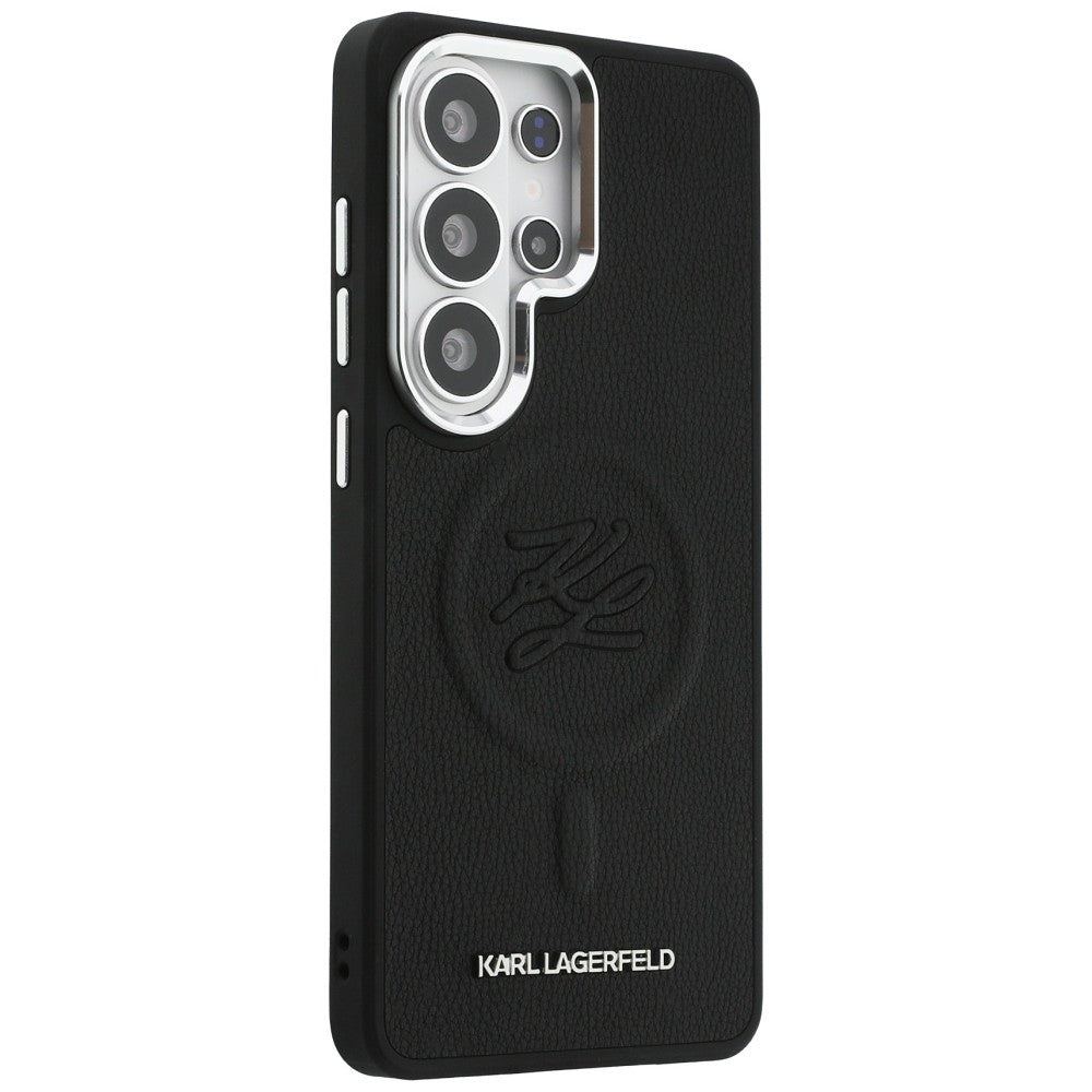 Custodia MagSafe per Samsung Galaxy S26 Ultra S948, Karl Lagerfeld, Initial Logo Debossed, Nera