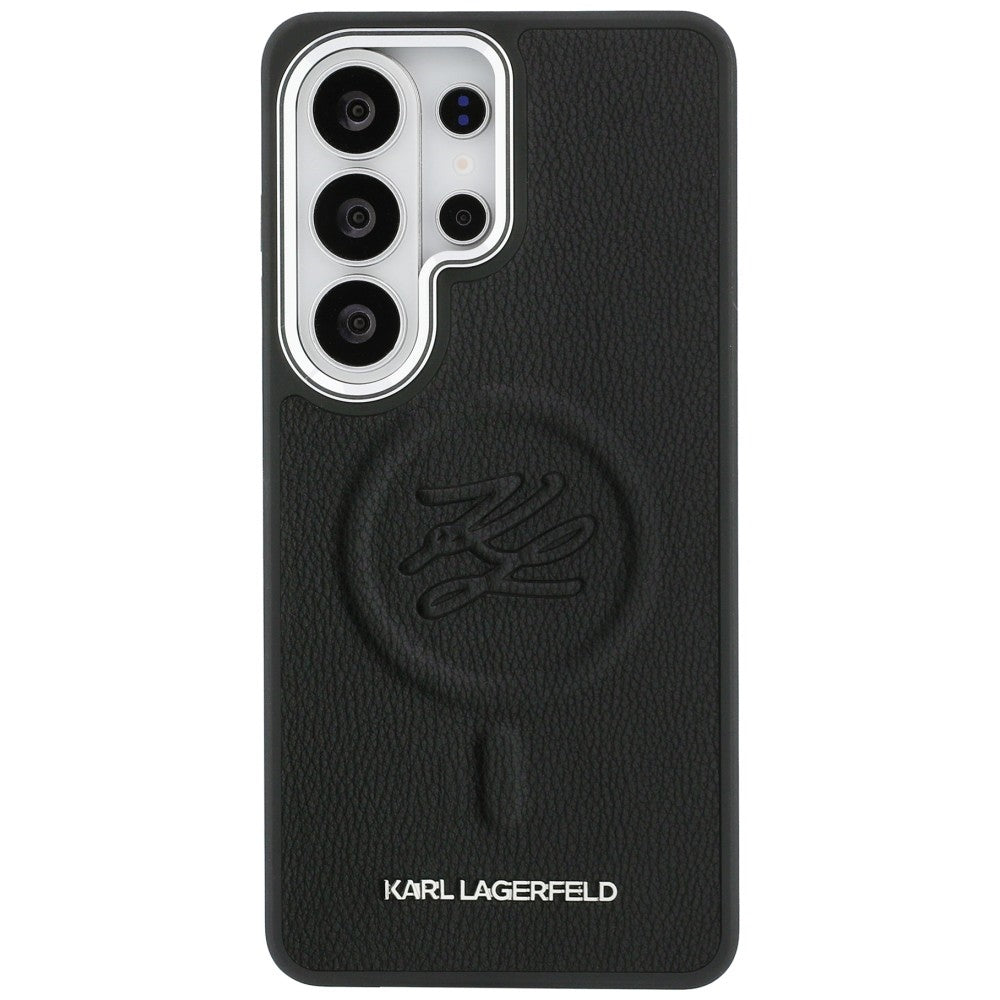 Custodia MagSafe per Samsung Galaxy S26 Ultra S948, Karl Lagerfeld, Initial Logo Debossed, Nera