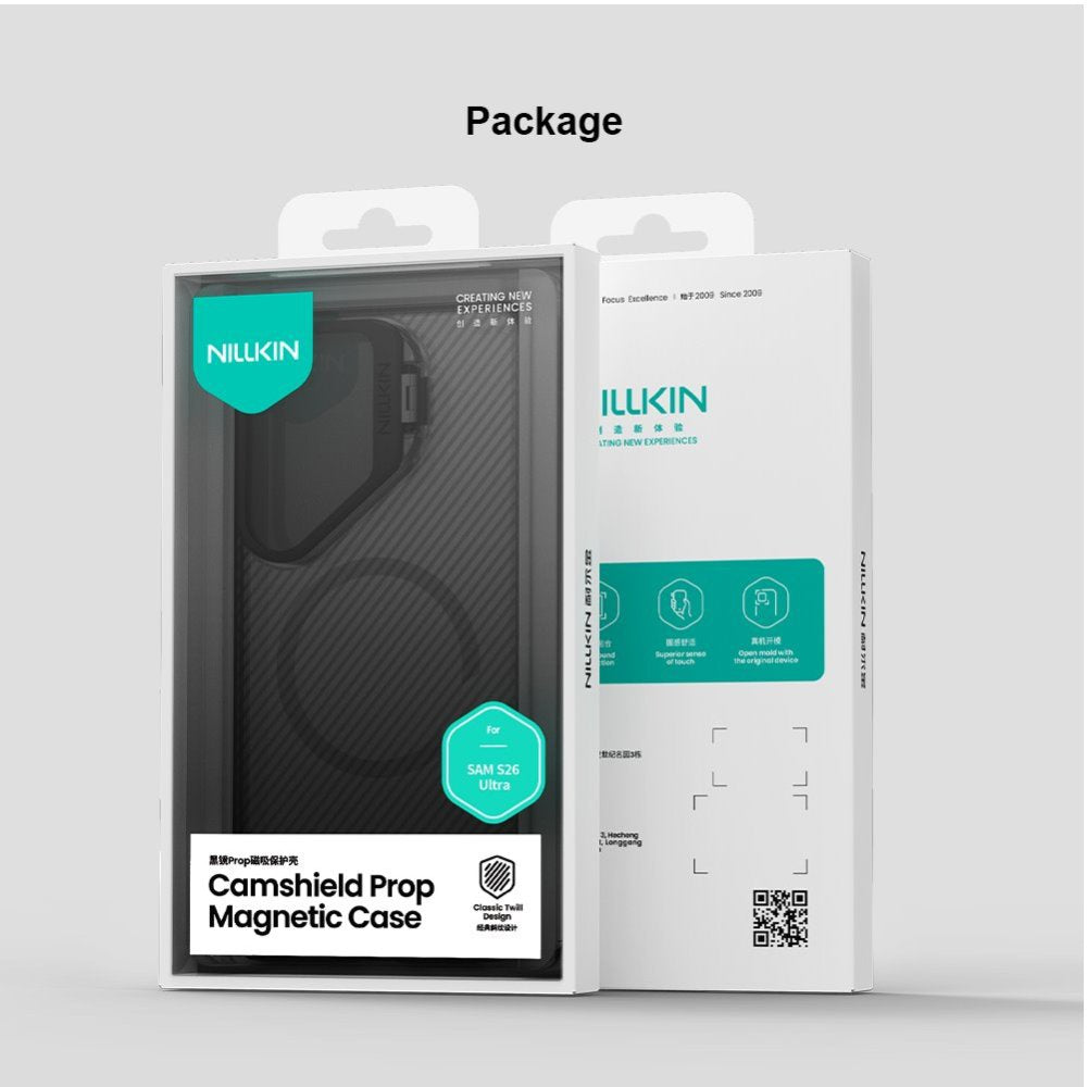 Custodia MagSafe per Samsung Galaxy S26 Ultra S948, Nillkin, CamShield Prop, Nero Trasparente