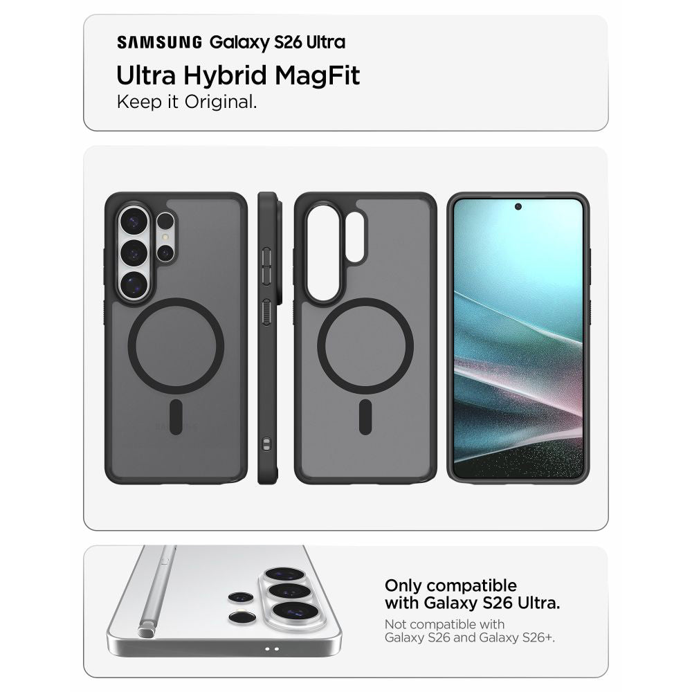 Custodia MagSafe per Samsung Galaxy S26 Ultra S948, Spigen, Ultra Hybrid, Nera Satinata ACS10681
