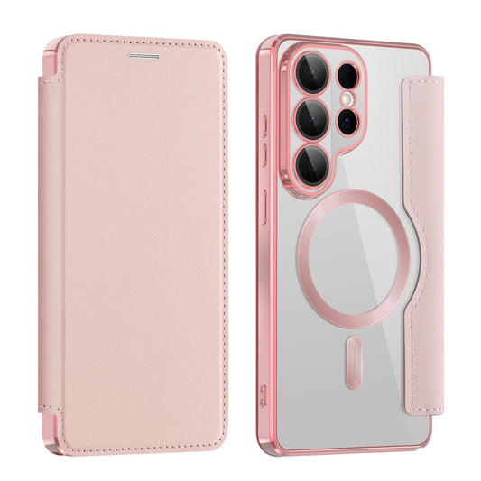 Custodia MagSafe per Samsung Galaxy S26 Ultra, Techsuit, SmartMag Book, Rosa