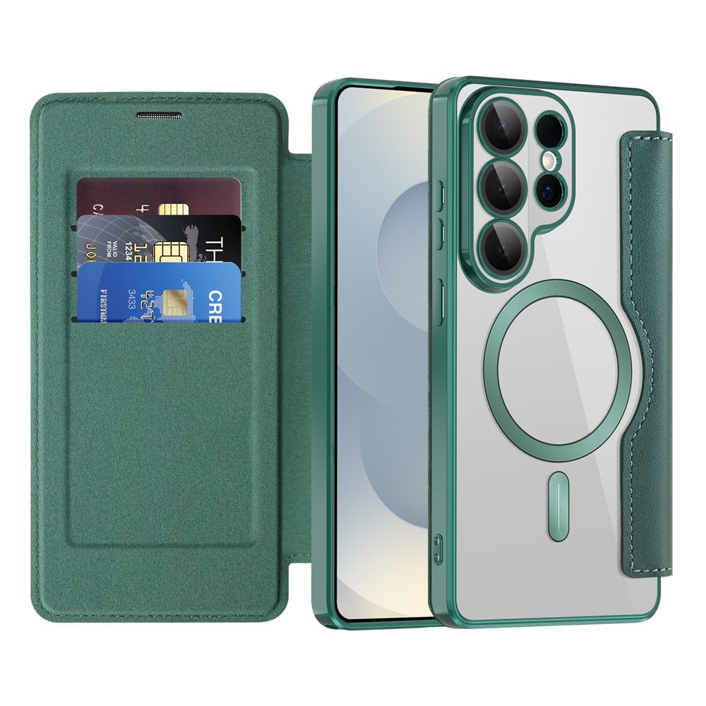 Custodia MagSafe per Samsung Galaxy S26 Ultra S948, Techsuit, SmartMag Book, Verde
