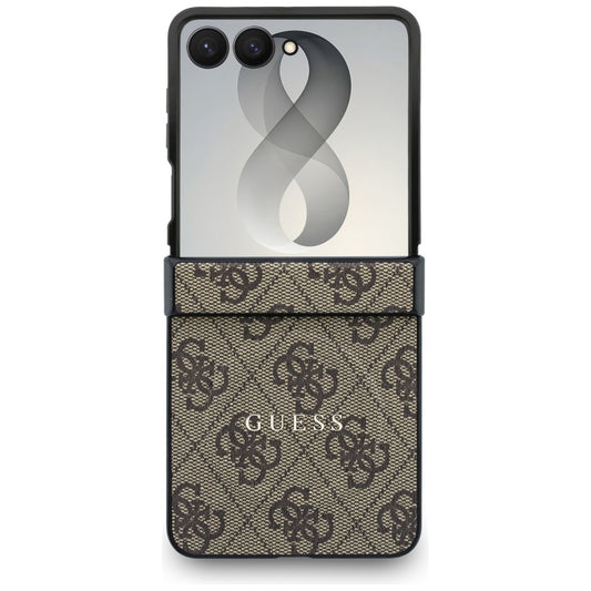 Custodia MagSafe per Samsung Galaxy Z Flip8 F776, Guess, 4G Leather Classic, Marrone