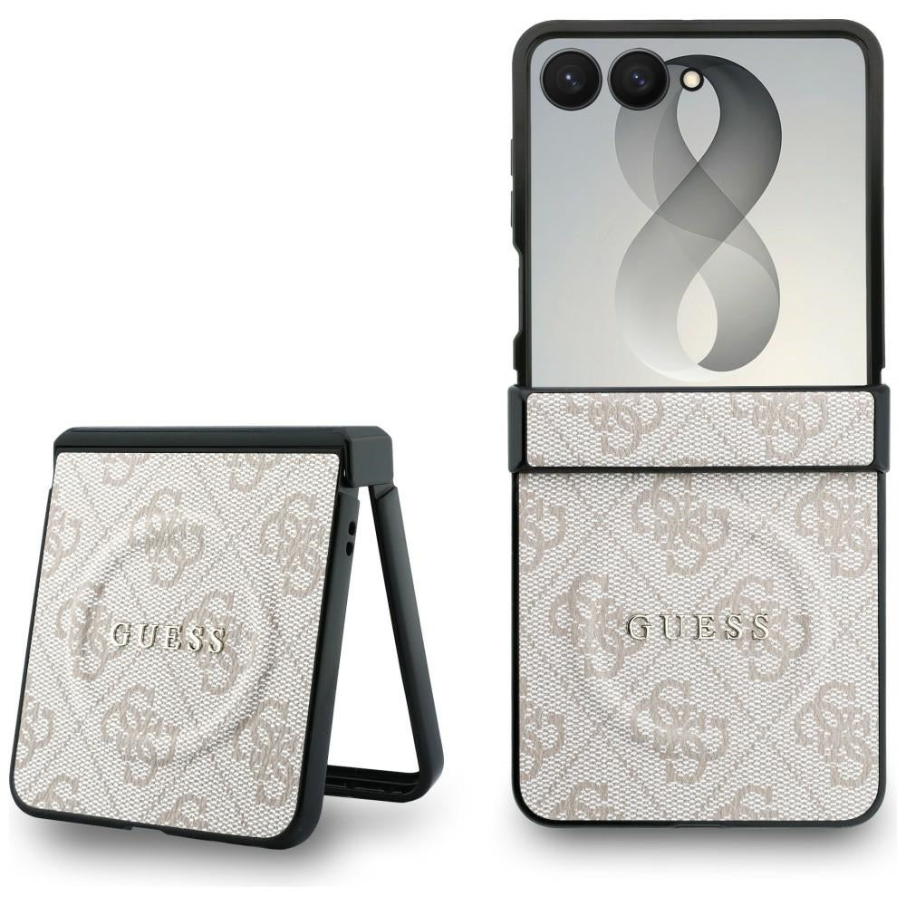 Custodia MagSafe per Samsung Galaxy Z Flip8 F776, Guess, 4G Leather Classic, Rosa