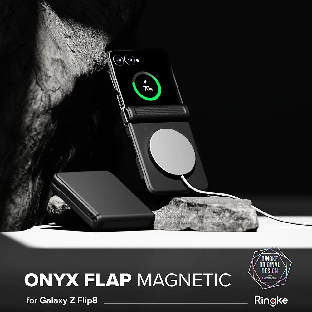 Custodia MagSafe per Samsung Galaxy Z Flip8 F776, Ringke, Onyx Flap, Nera