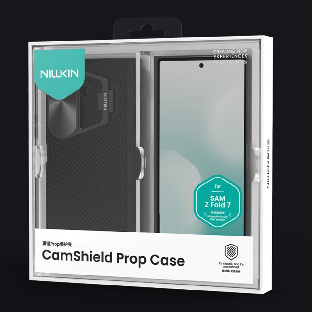 Custodia MagSafe per Samsung Galaxy Z Fold7 F966, Nillkin, CamShield Prop con copriobiettivo in metallo e supporto per S-Pen, Nera