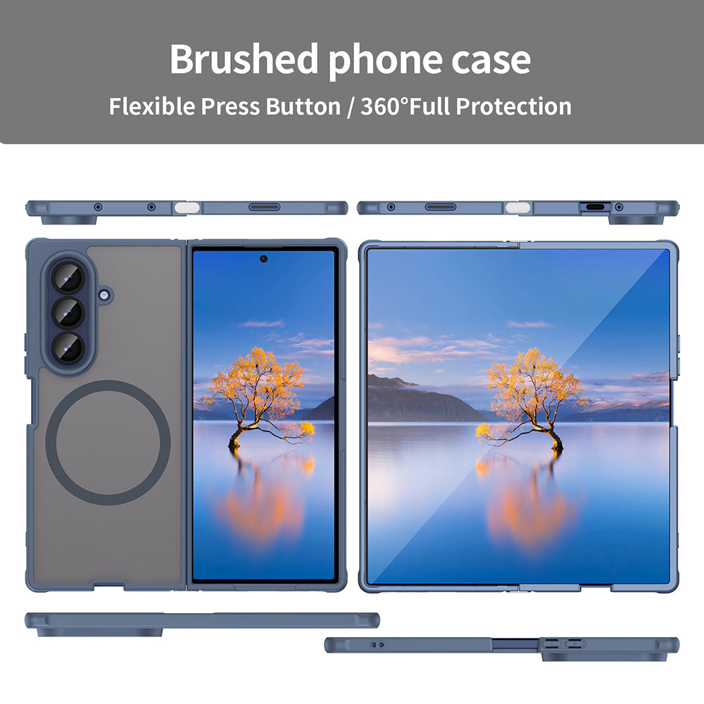 Custodia MagSafe per Samsung Galaxy Z Fold7 F966, Techsuit, HaloFrost II, Blu Navy