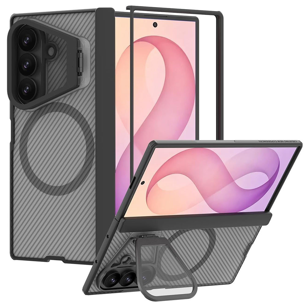 Custodia MagSafe per Samsung Galaxy Z Fold8 Ultra F976, Nillkin, CamShield Pro con copriobiettivo trasparente, Nero Trasparente