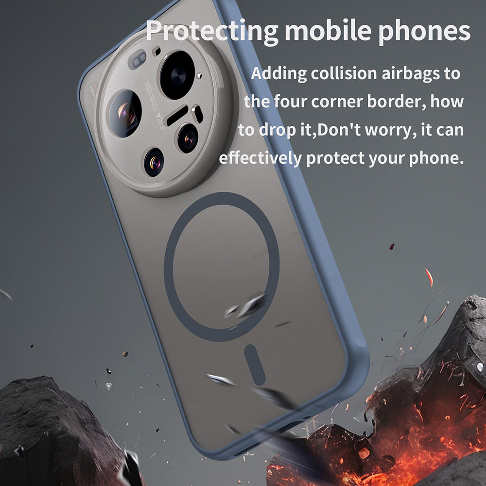 Custodia MagSafe per Xiaomi 17 Ultra, Techsuit, HaloFrost II, Blu Navy