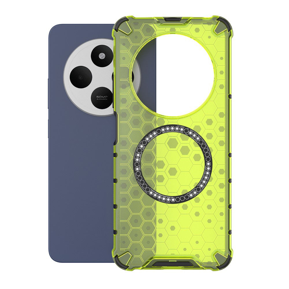 Custodia MagSafe per Xiaomi Poco C75 / Redmi 14C, Techsuit, HoneyComb Shield, Verde