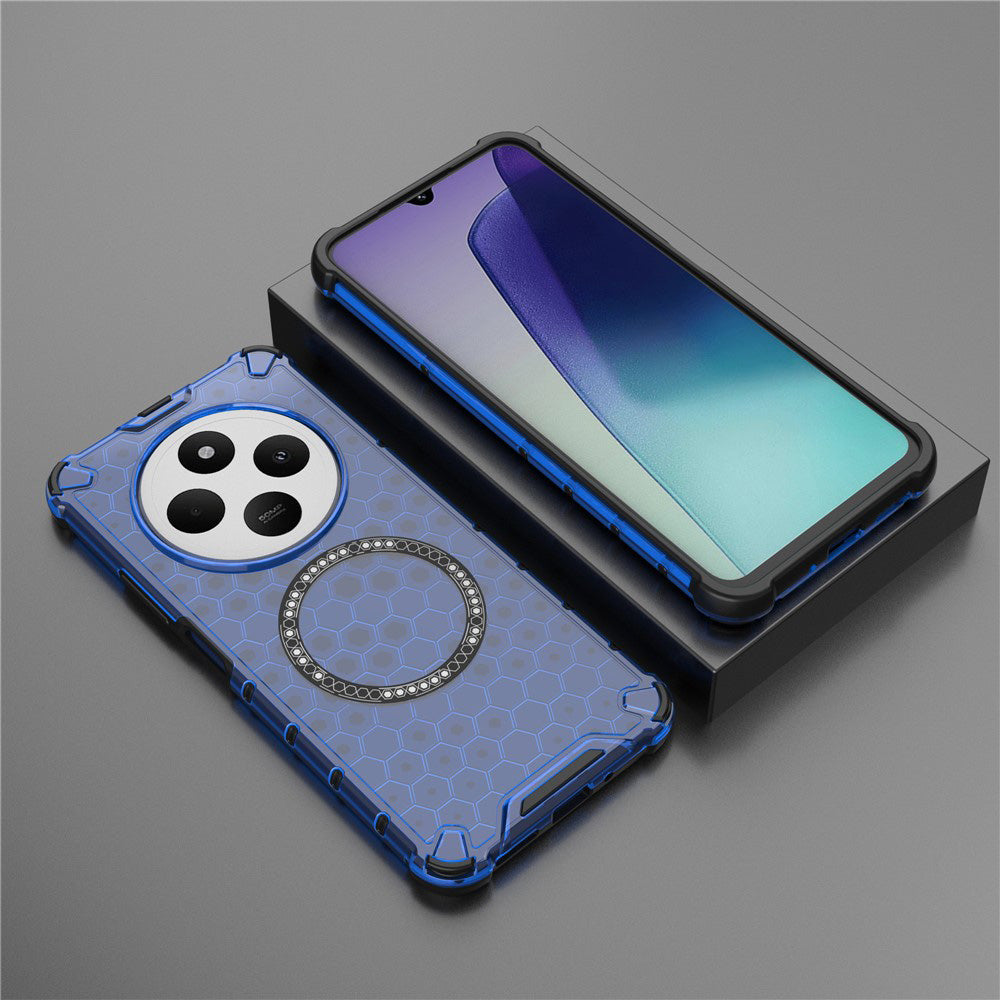 Custodia MagSafe per Xiaomi Poco C75 / Redmi 14C, Techsuit, HoneyComb Shield, Blu