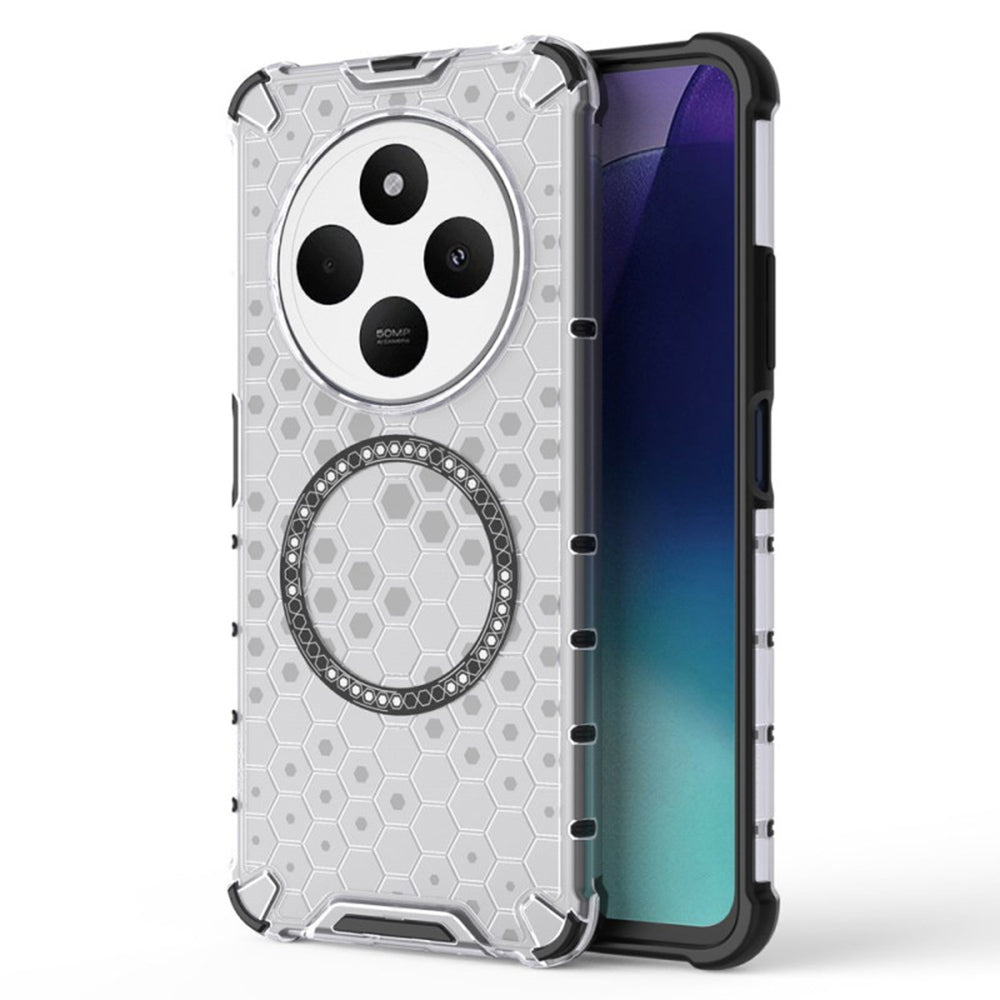 Custodia MagSafe per Xiaomi Poco C75 / Redmi 14C, Techsuit, HoneyComb Shield, Bianca