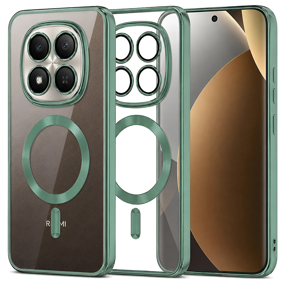 Custodia MagSafe per Xiaomi Poco M8 Pro / Redmi Note 15 Pro+ 5G, Techsuit, Luxury Crystal, Verde Chiaro