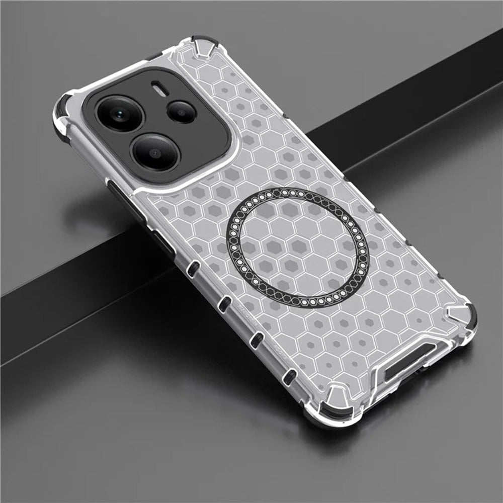 Custodia MagSafe per Xiaomi Redmi Note 14 4G (Regionale), Techsuit, HoneyComb Shield, Bianca