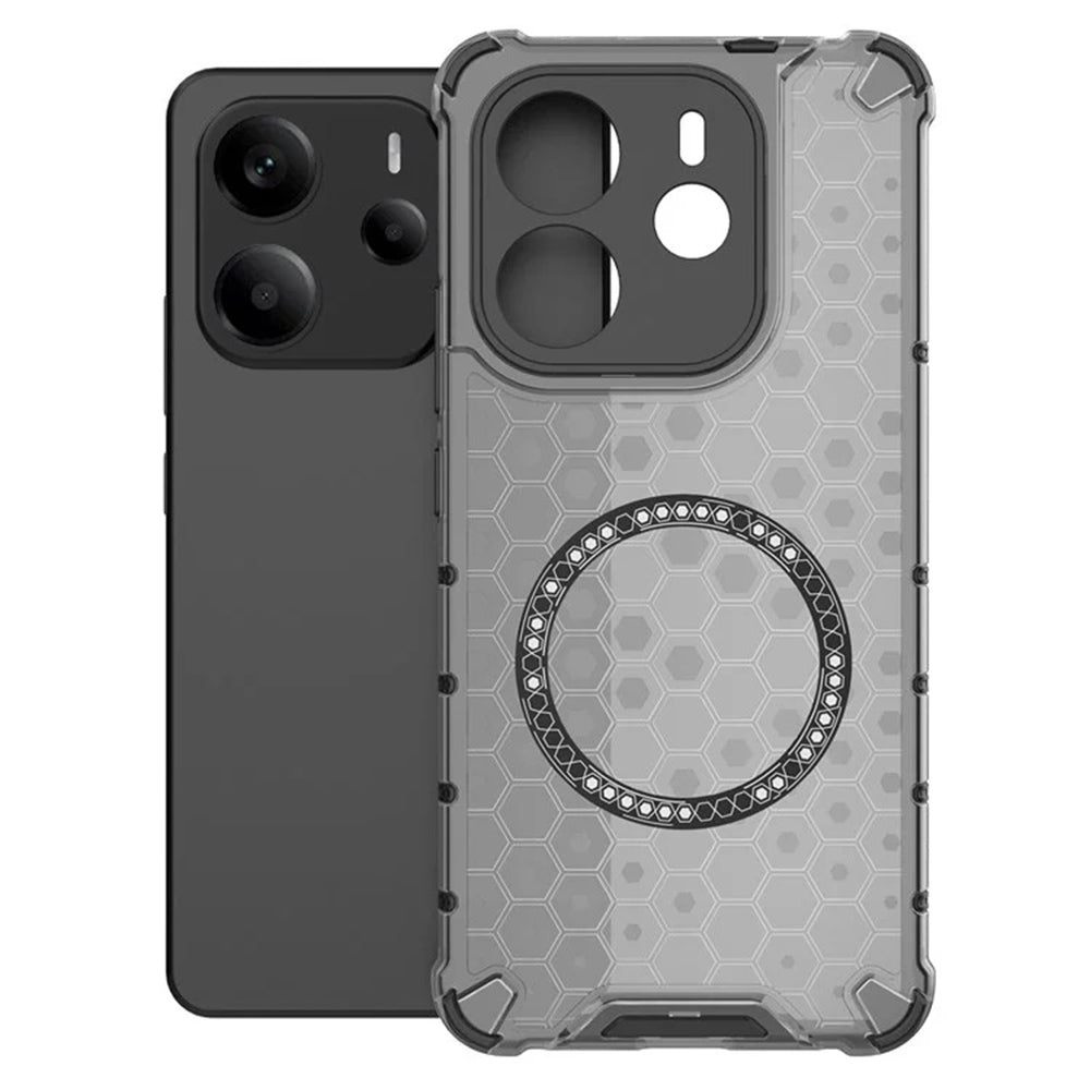 Custodia MagSafe per Xiaomi Redmi Note 14 4G (Regionale), Techsuit, HoneyComb Shield, Nera