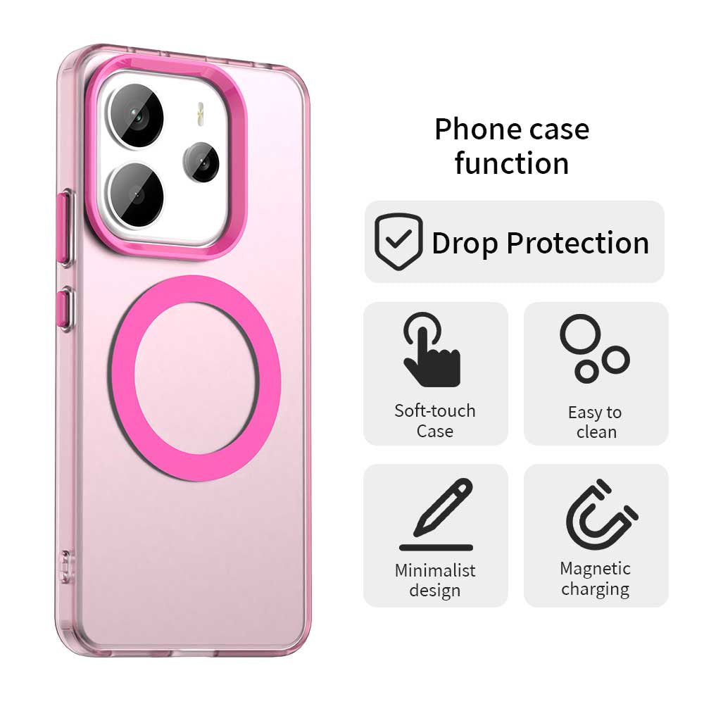 Custodia MagSafe per Xiaomi Redmi Note 14 4G (Standard), Techsuit, CandyCase, Rosa