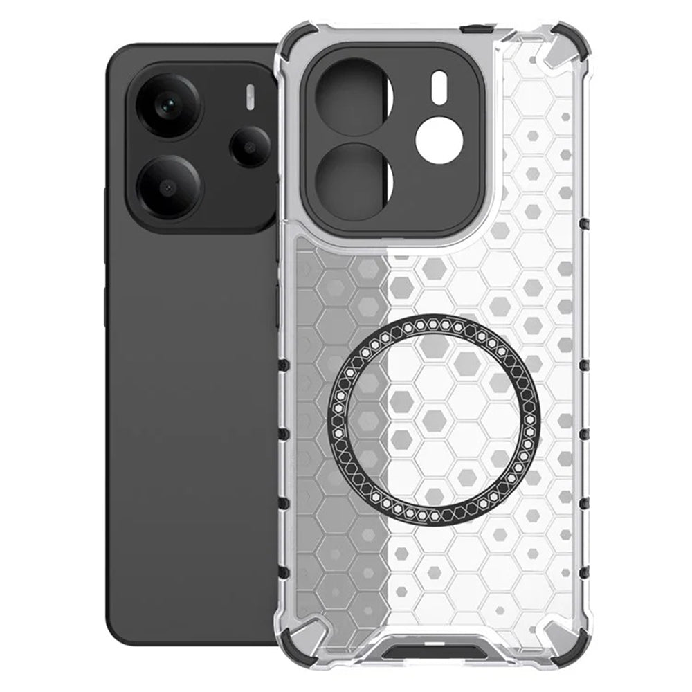 Custodia MagSafe per Xiaomi Redmi Note 14 5G, Techsuit, HoneyComb Shield, Bianca