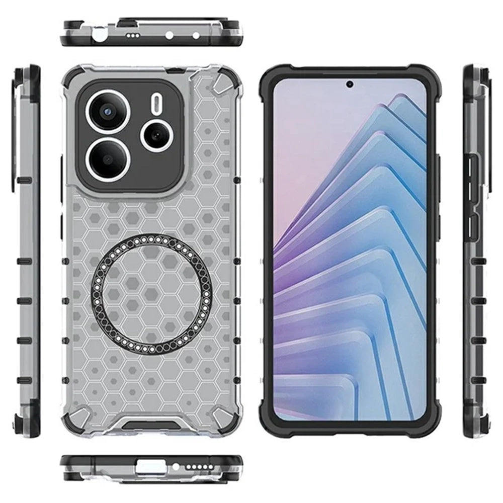 Custodia MagSafe per Xiaomi Redmi Note 14 5G, Techsuit, HoneyComb Shield, Bianca