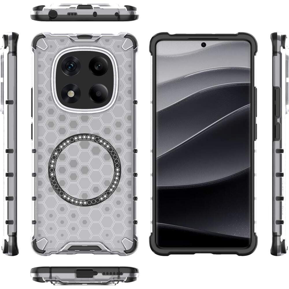 Custodia MagSafe per Xiaomi Redmi Note 14 Pro 4G, Techsuit, HoneyComb Shield, Bianca