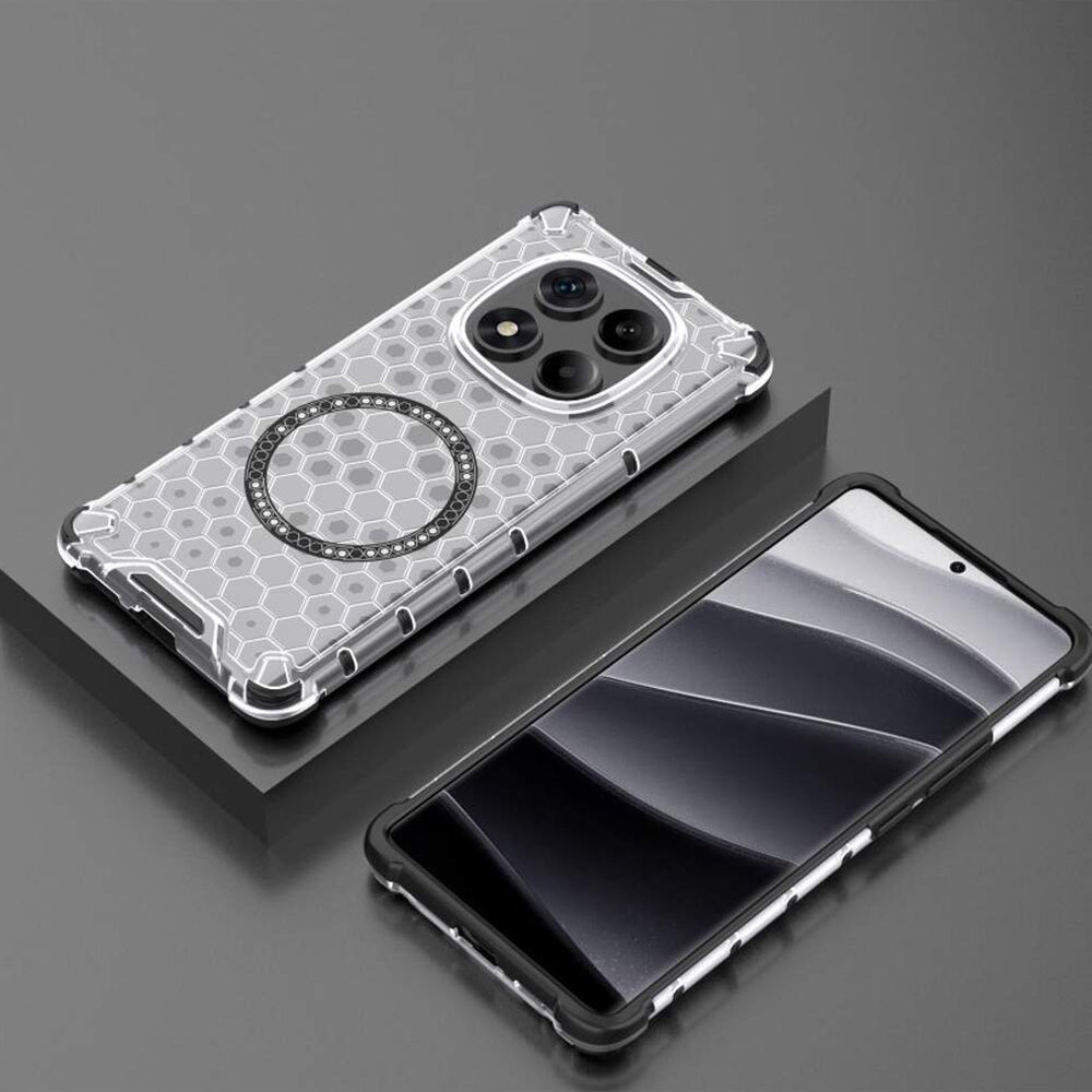 Custodia MagSafe per Xiaomi Redmi Note 14 Pro+ 5G, Techsuit, HoneyComb Shield, Bianca