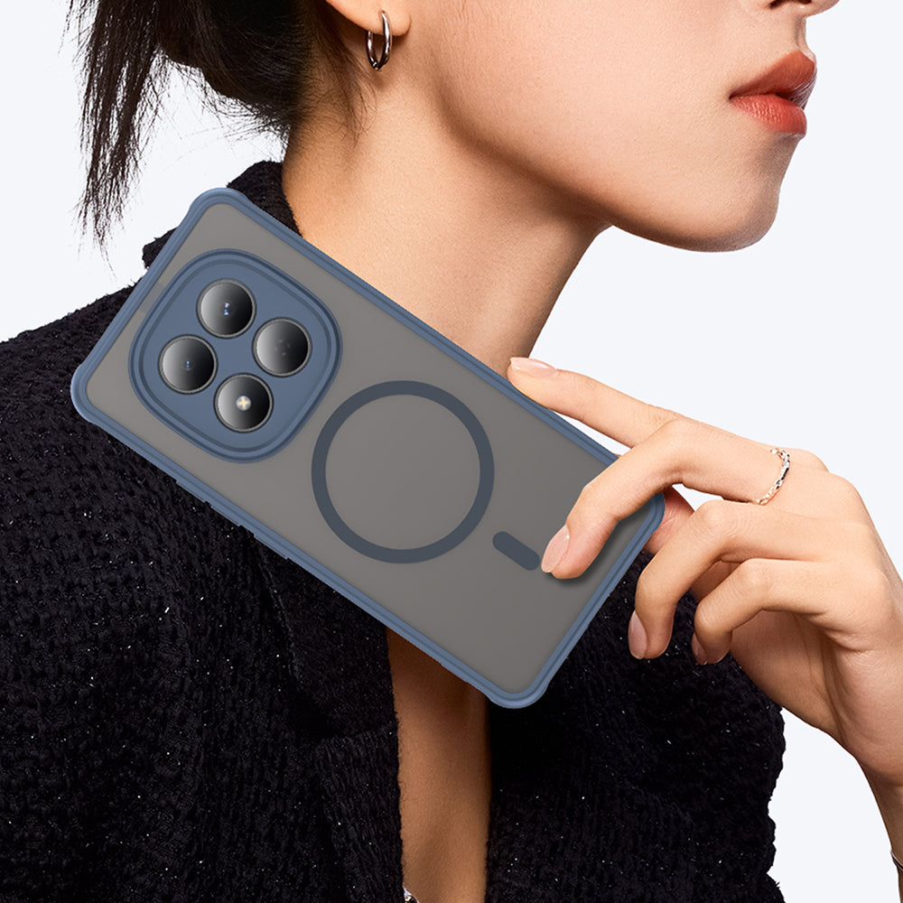 Custodia MagSafe per Xiaomi Redmi Note 15 Pro 4G, Techsuit, HaloFrost II, Blu Navy