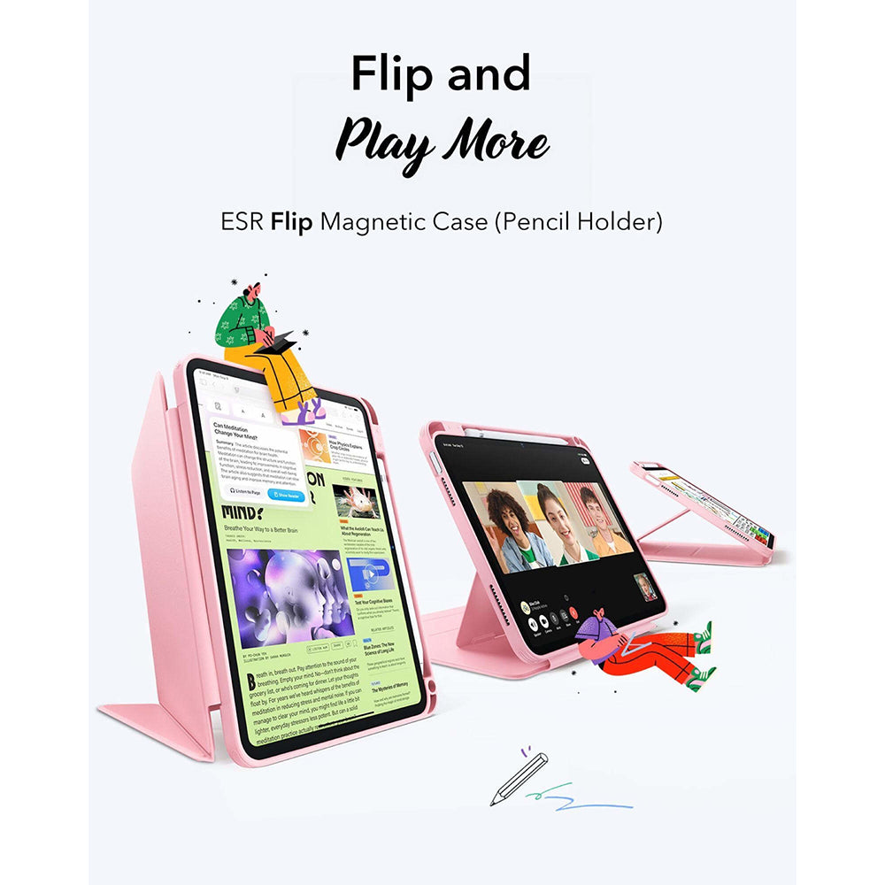 Custodia per Apple iPad (2025) / (2022), ESR, Flip Hybrid, Rosa