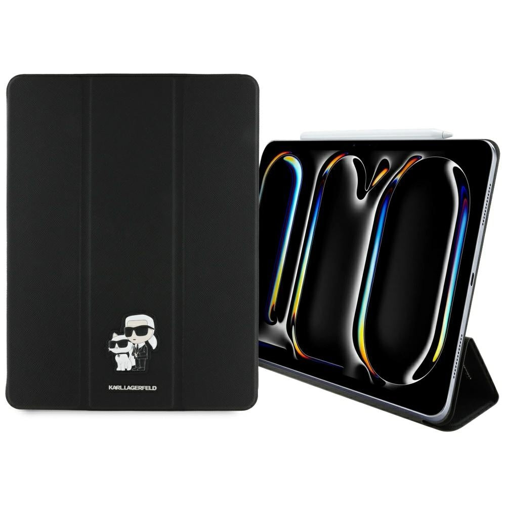 Custodia per Apple iPad Pro 13 (2024), Karl Lagerfeld, Saffiano Karl & Choupette, Nera.
