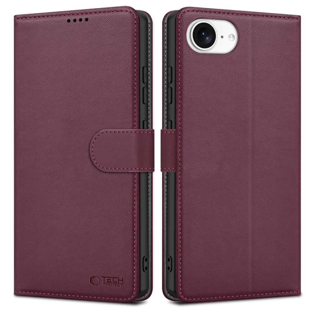 Custodia per Apple iPhone 16e, Tech-Protect, Wallet, Ciliegia