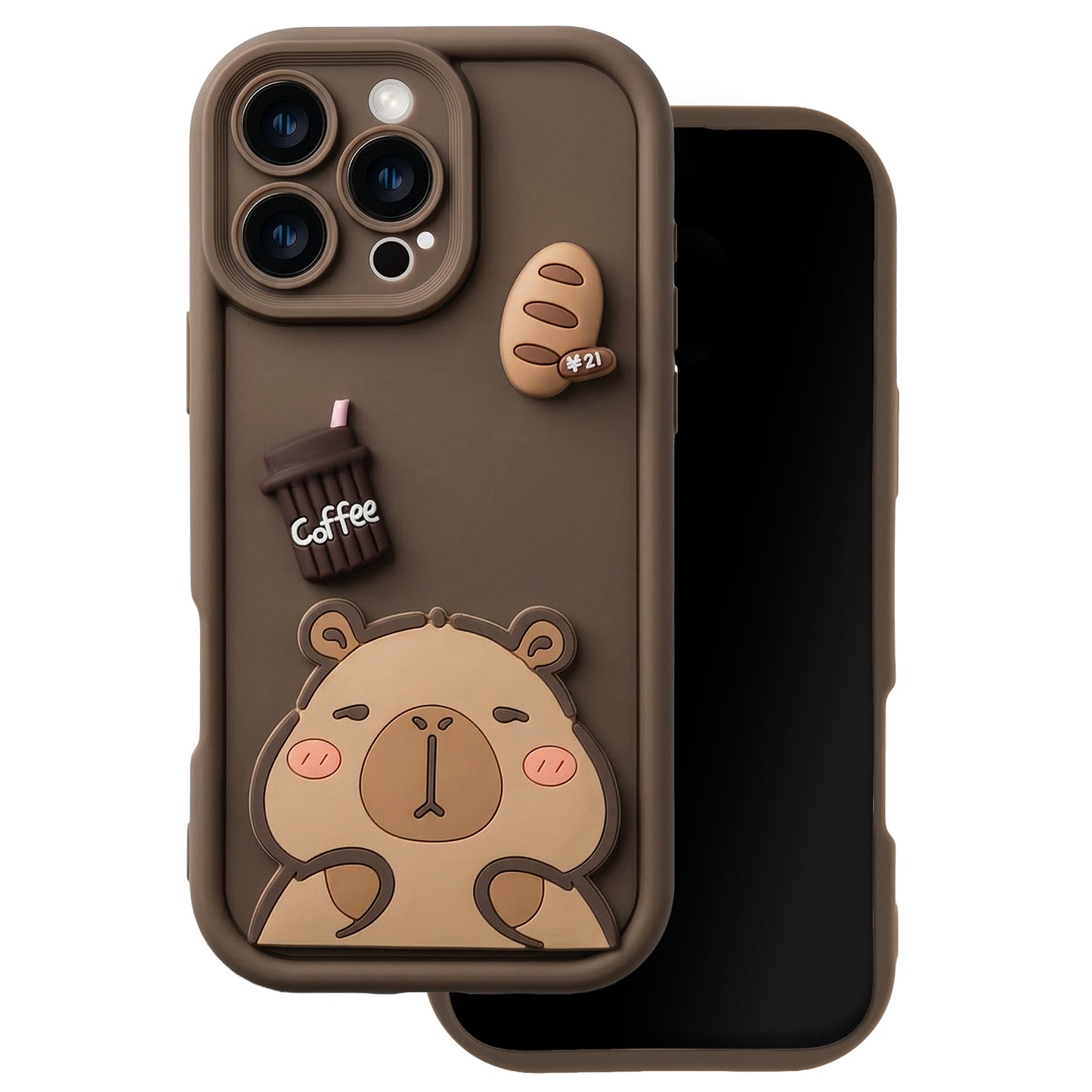 Custodia per Apple iPhone 12, OEM, Ultra Trendy 3D Capybara, Marrone