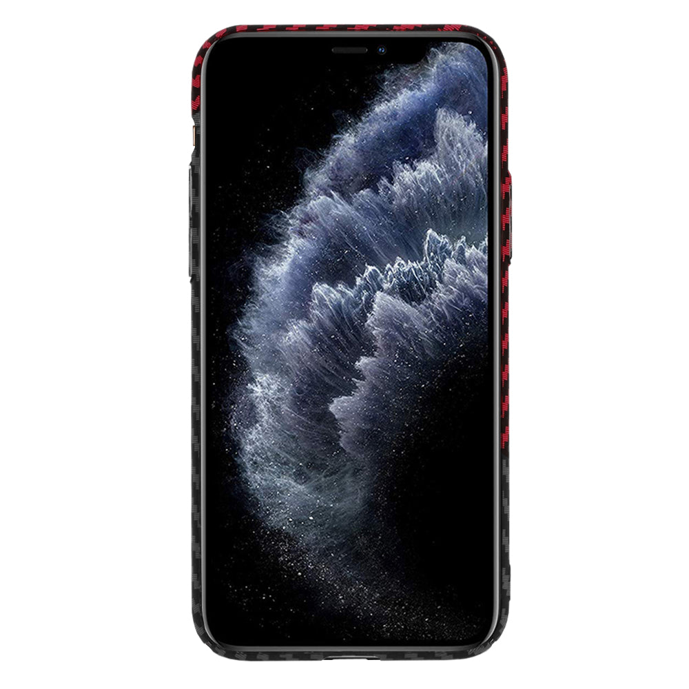 Custodia per Apple iPhone 11 Pro, Techsuit, Carbonite FiberShell, Nero Rosso