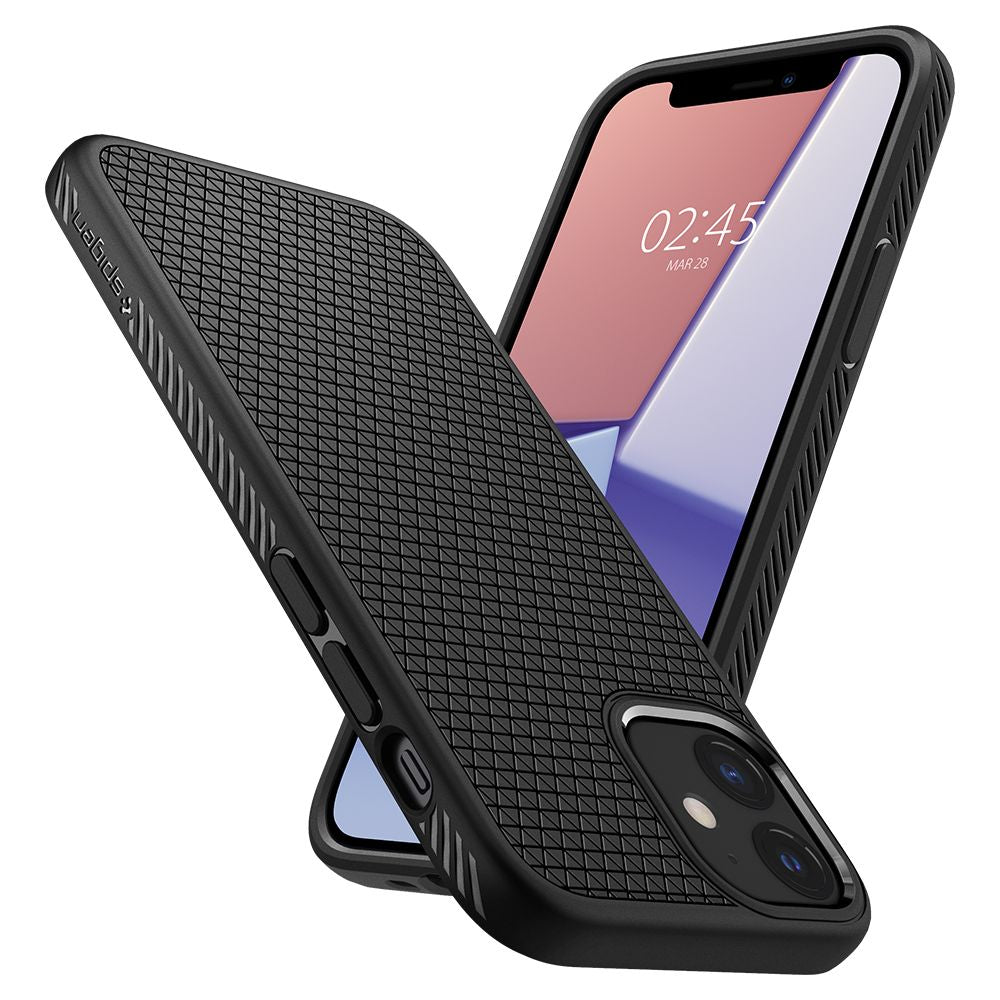 Custodia per Apple iPhone 12 / 12 Pro, Spigen, Liquid Air, Nera