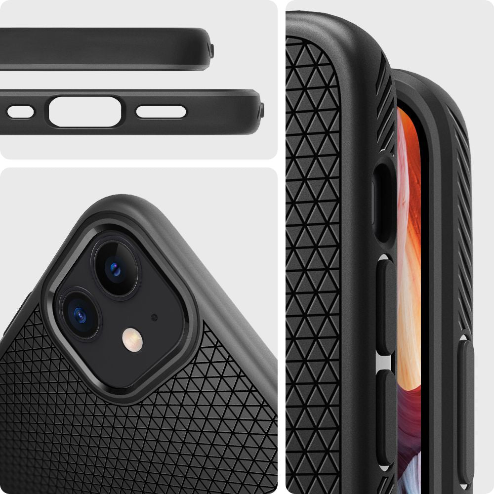 Custodia per Apple iPhone 12 / 12 Pro, Spigen, Liquid Air, Nera