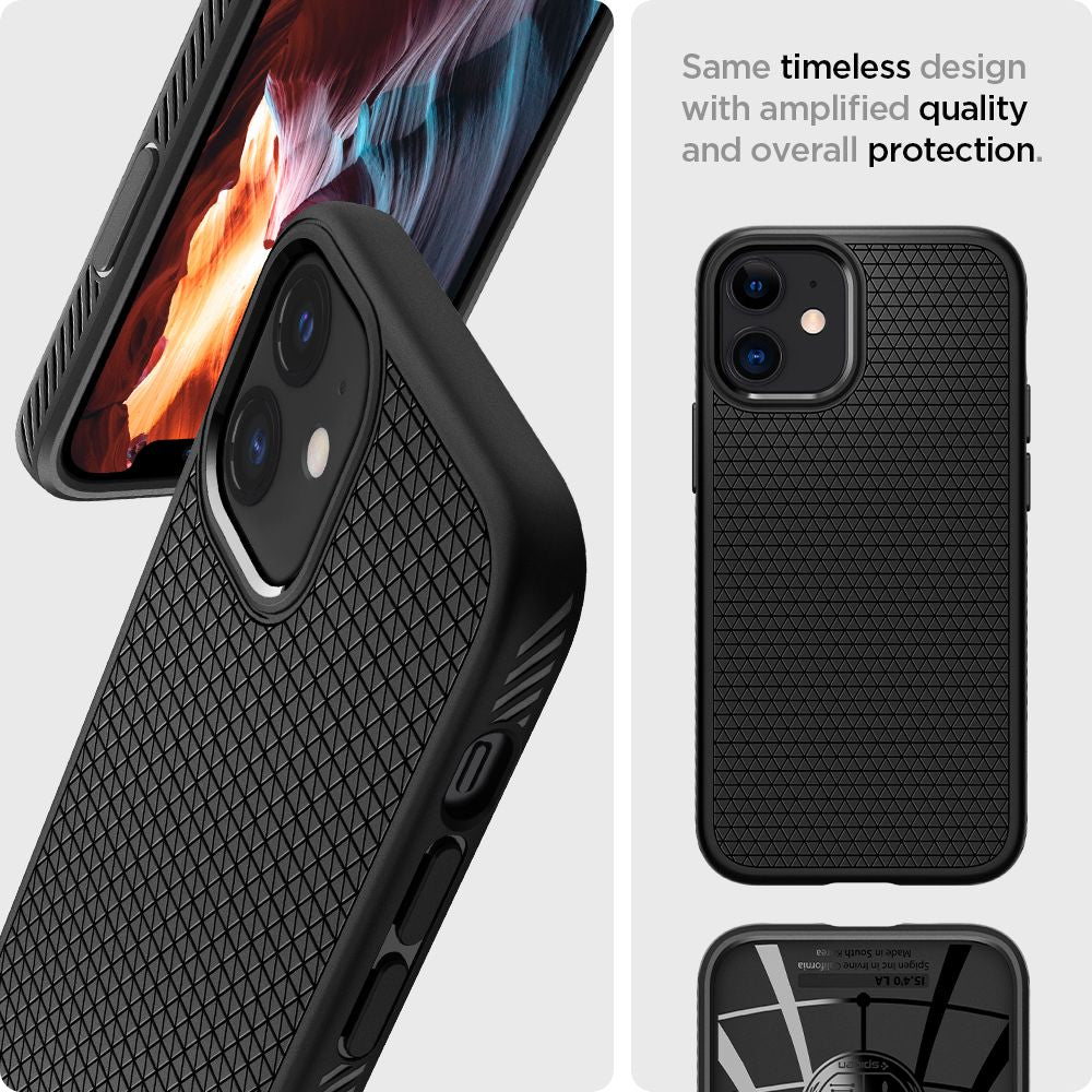Custodia per Apple iPhone 12 / 12 Pro, Spigen, Liquid Air, Nera
