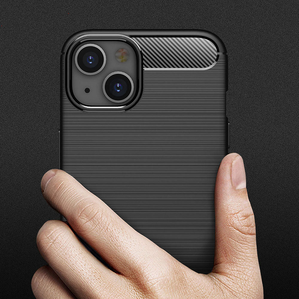 Custodia per Apple iPhone 13 mini, Techsuit, Carbonio, Nera