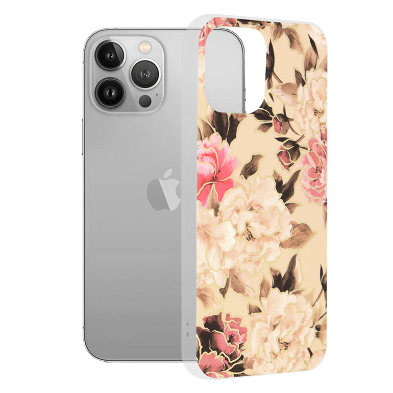 Custodia per Apple iPhone 13 Pro Max, Techsuit, Marble, Beige