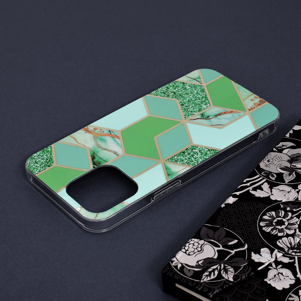 Custodia per Apple iPhone 13 Pro Max, Techsuit, Marble, Verde