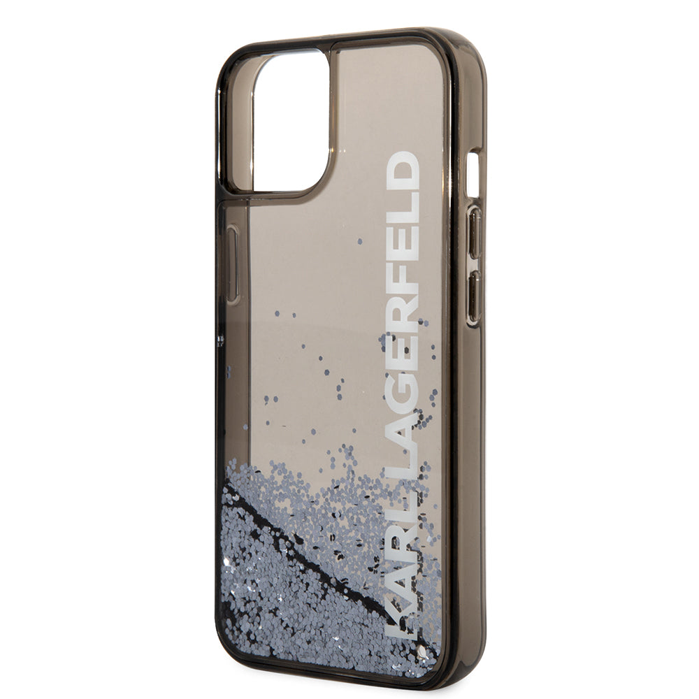 Case for Apple iPhone 14, Karl Lagerfeld, Liquid Glitter KL Logo, Black