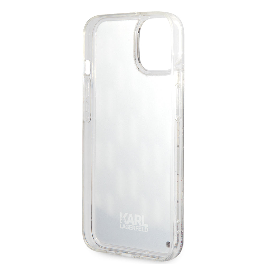 Custodia per Apple iPhone 14, Karl Lagerfeld, Liquid Glitter Monogram, Nera