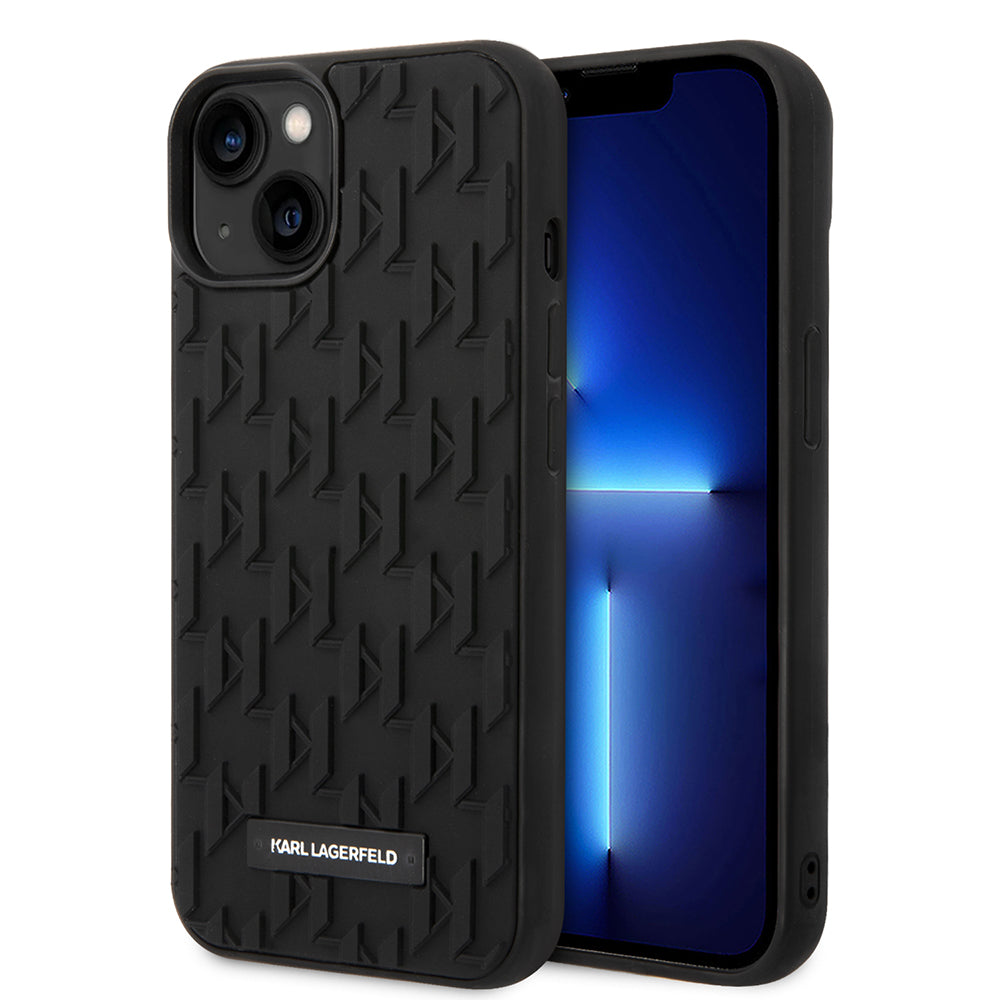 Custodia per Apple iPhone 14 Plus, Karl Lagerfeld, Monogramma 3D, Nera