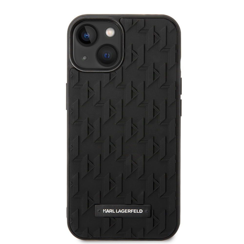 Custodia per Apple iPhone 14 Plus, Karl Lagerfeld, Monogramma 3D, Nera