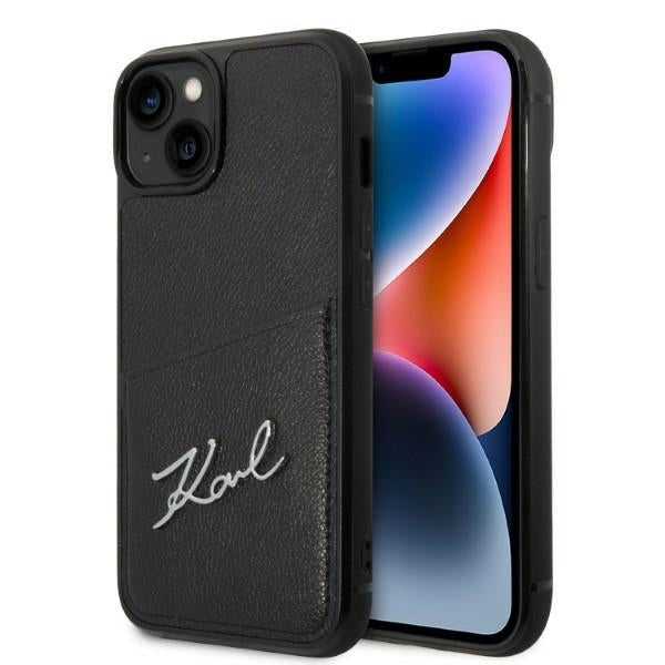 Custodia per Apple iPhone 14 Plus, Karl Lagerfeld, Cardslots Signature Logo, Nera