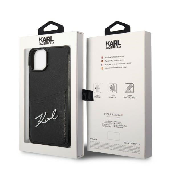 Custodia per Apple iPhone 14 Plus, Karl Lagerfeld, Cardslots Signature Logo, Nera