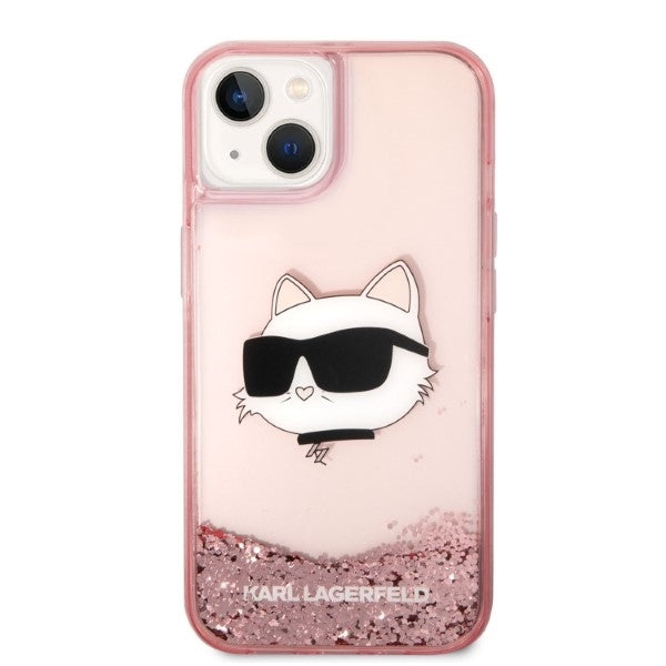 Custodia per Apple iPhone 14 Plus, Karl Lagerfeld, Glitter Choupette's Head, Rosa