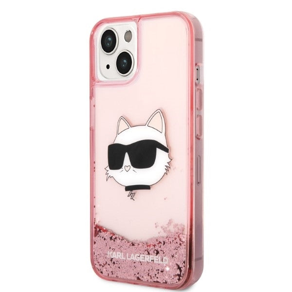 Custodia per Apple iPhone 14 Plus, Karl Lagerfeld, Glitter Choupette's Head, Rosa