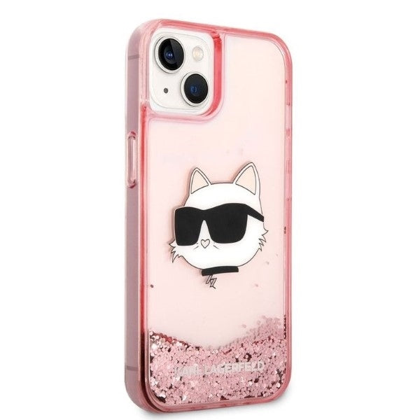 Custodia per Apple iPhone 14 Plus, Karl Lagerfeld, Glitter Choupette's Head, Rosa