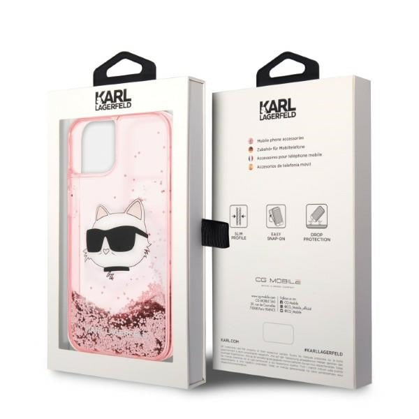 Custodia per Apple iPhone 14 Plus, Karl Lagerfeld, Glitter Choupette's Head, Rosa
