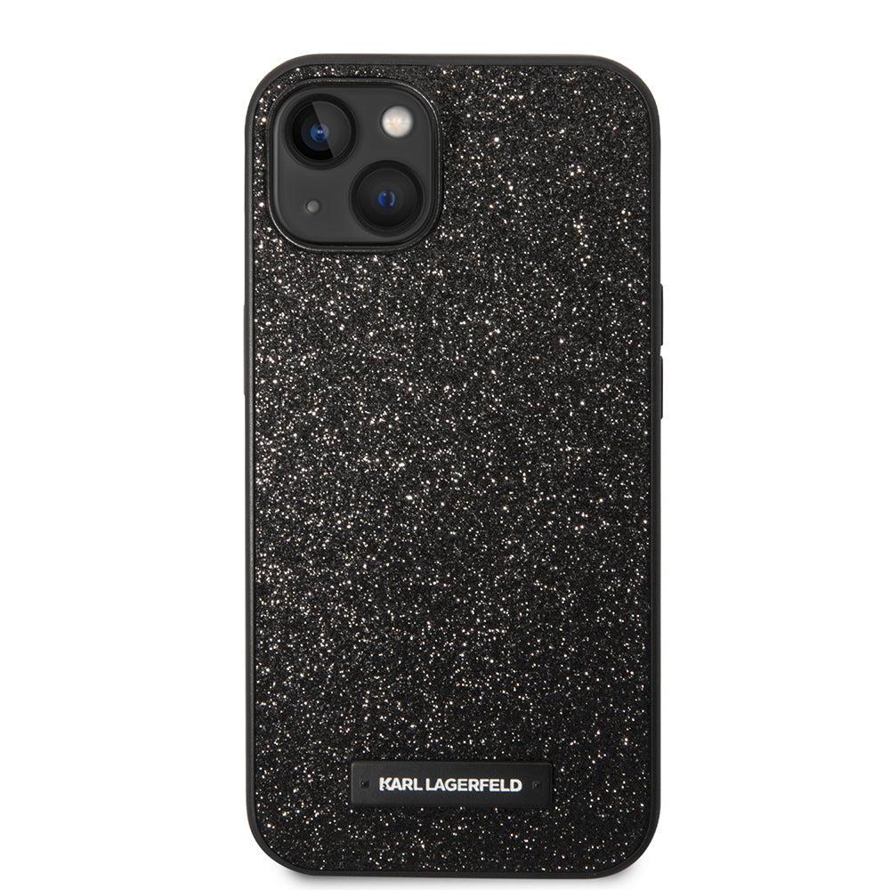 Custodia per Apple iPhone 14 Plus, Karl Lagerfeld, Glitter Plaque Logo, Nera