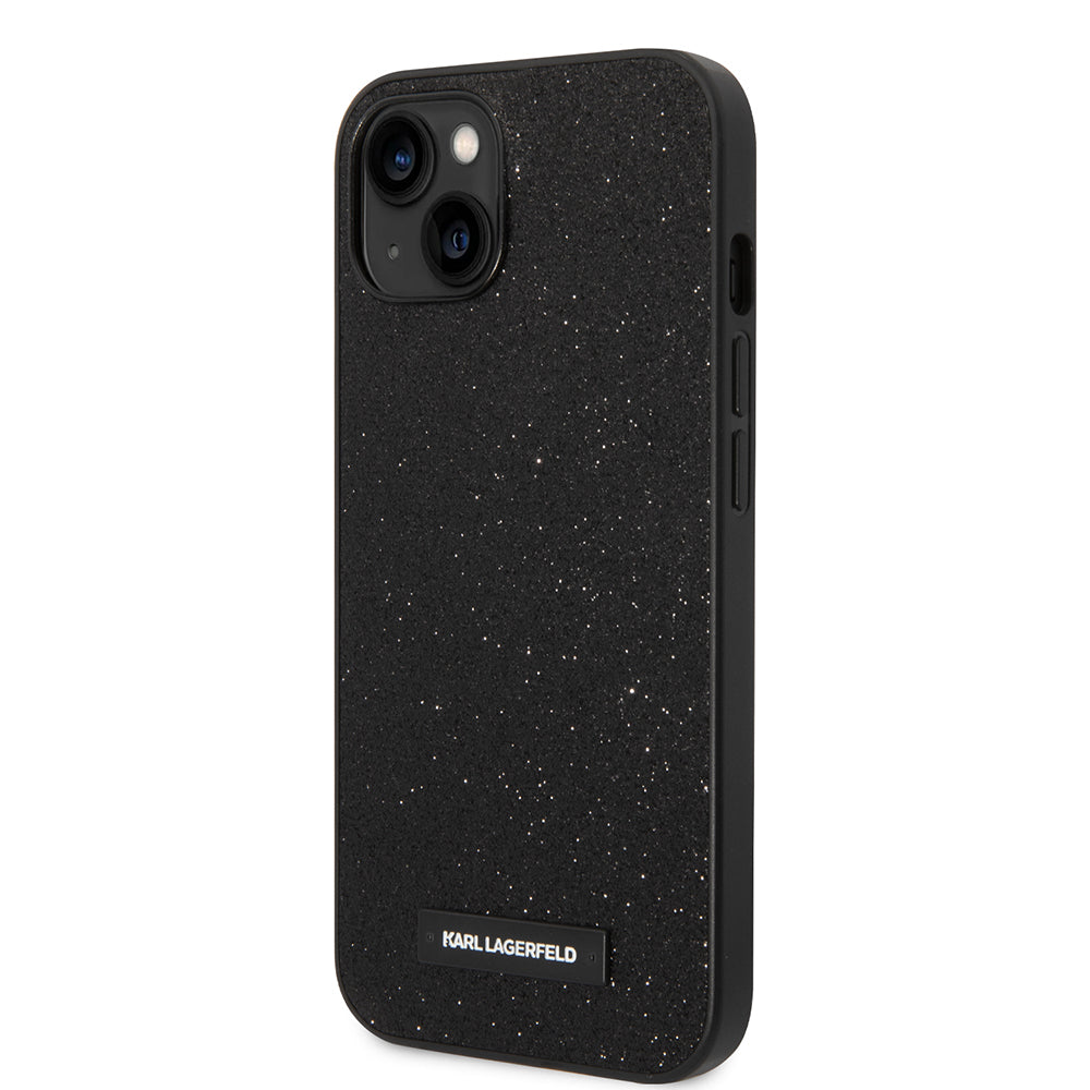 Custodia per Apple iPhone 14 Plus, Karl Lagerfeld, Glitter Plaque Logo, Nera
